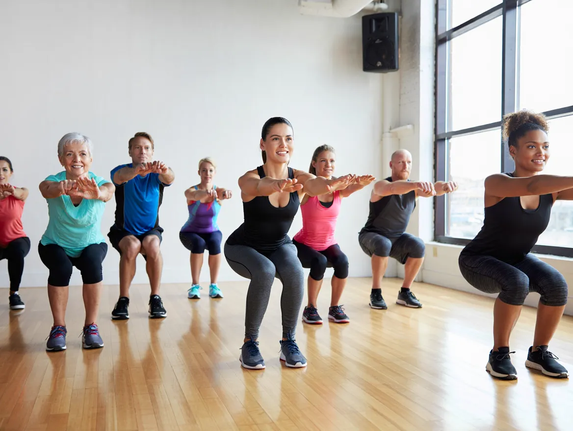 Ryhmäliikuntatunti käynnissä Monverliassa